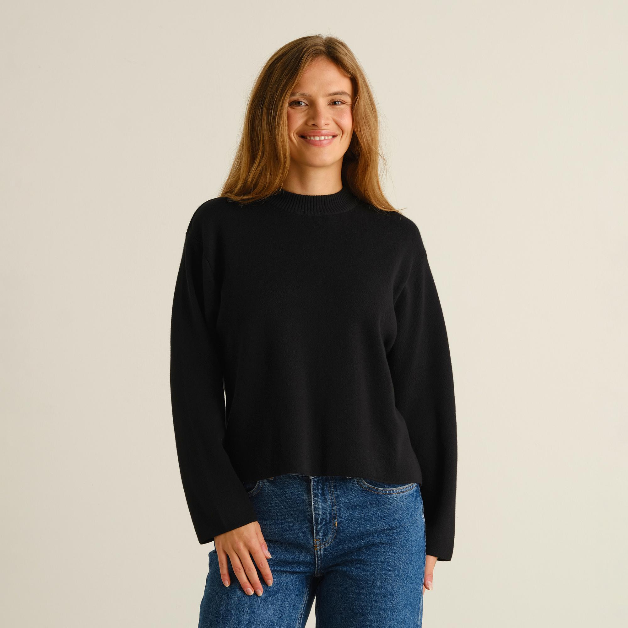 Dedicated Limhamn Sweater Base Black Damen Pullover Bio Baumwolle schwarz